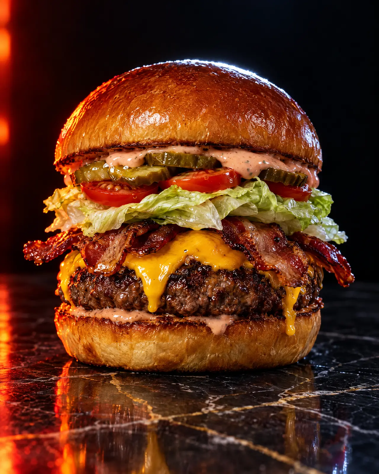 Hamburger Manzo Nobile con bacon e cheddar